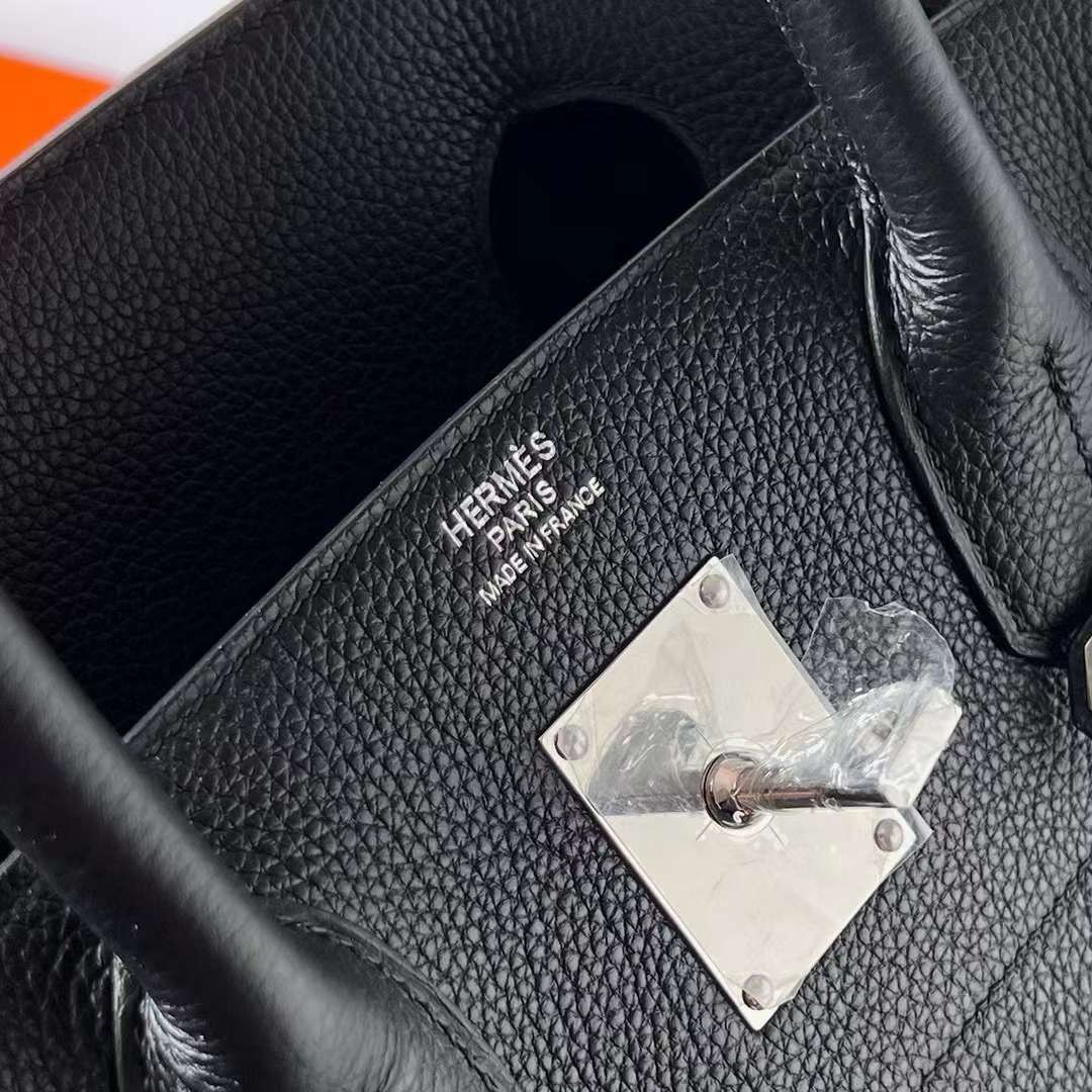 Hermès（爱马仕）Hac Togo皮 Ck89 黑色 银扣 40cm 全手工蜡线缝制 Phw