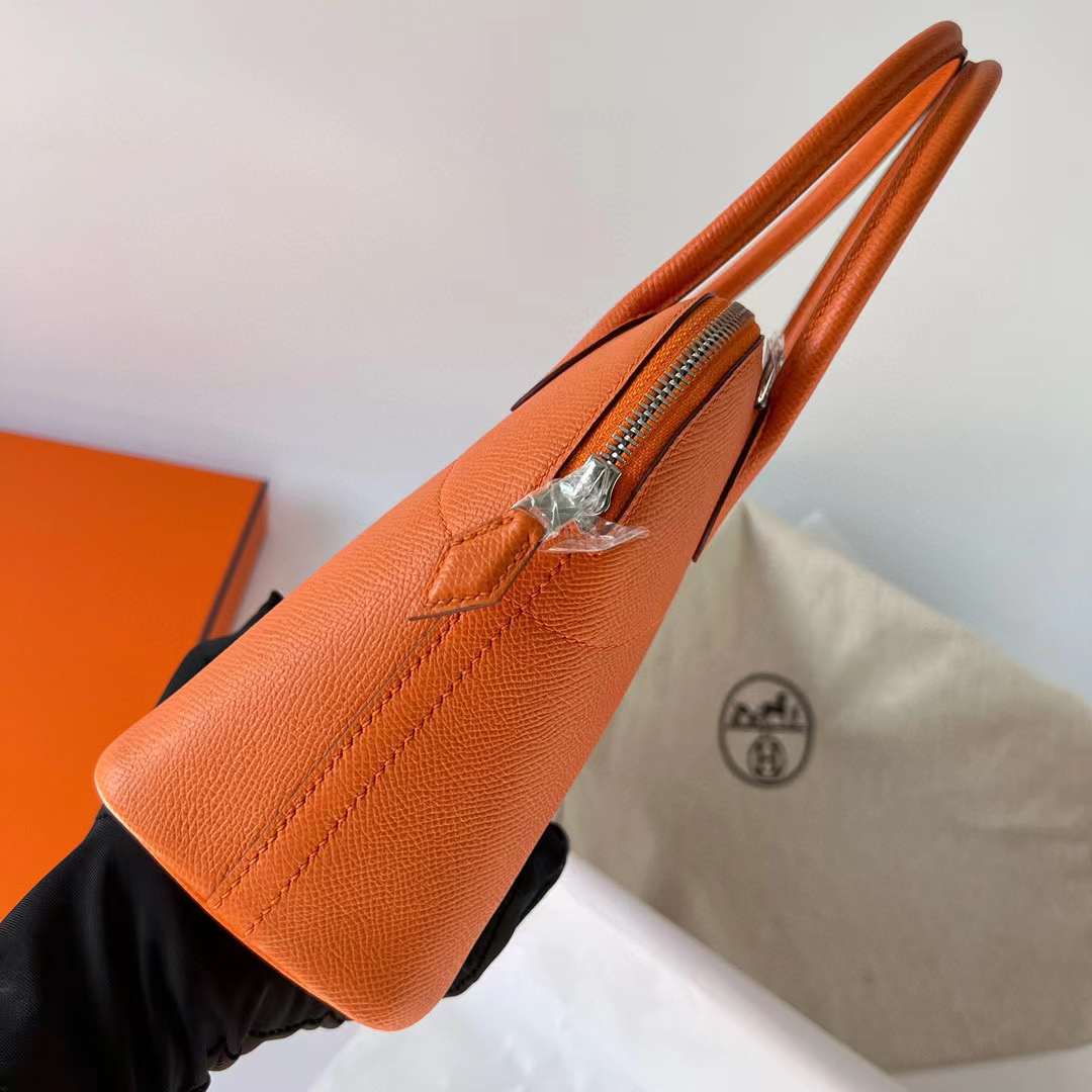 Hermès（爱马仕）Bolide 保龄球包 Epsom Ck93 橙色 银扣 27cm 全手工蜡线缝制 Phw