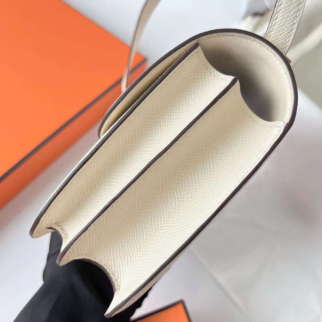Hermès（爱马仕）Constance 康斯坦斯 1-19 Epsom I2 奶油白 玫瑰金扣 19cm 全手工蜡线缝制 Rghw