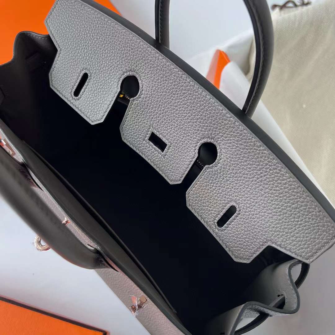 Hermès（爱马仕）Birkin 铂金包 Togo 顶级小牛皮 8F 锡器灰 玫瑰金扣 25cm 全手工蜡线缝制 Rghw