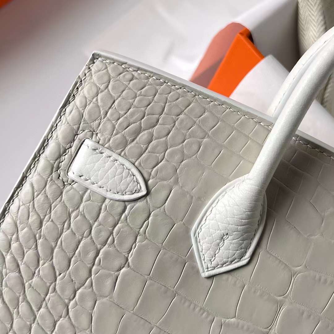Hermès（爱马仕）Birkin 小房子 白色 银扣 20cm 全手工蜡线缝制 Phw