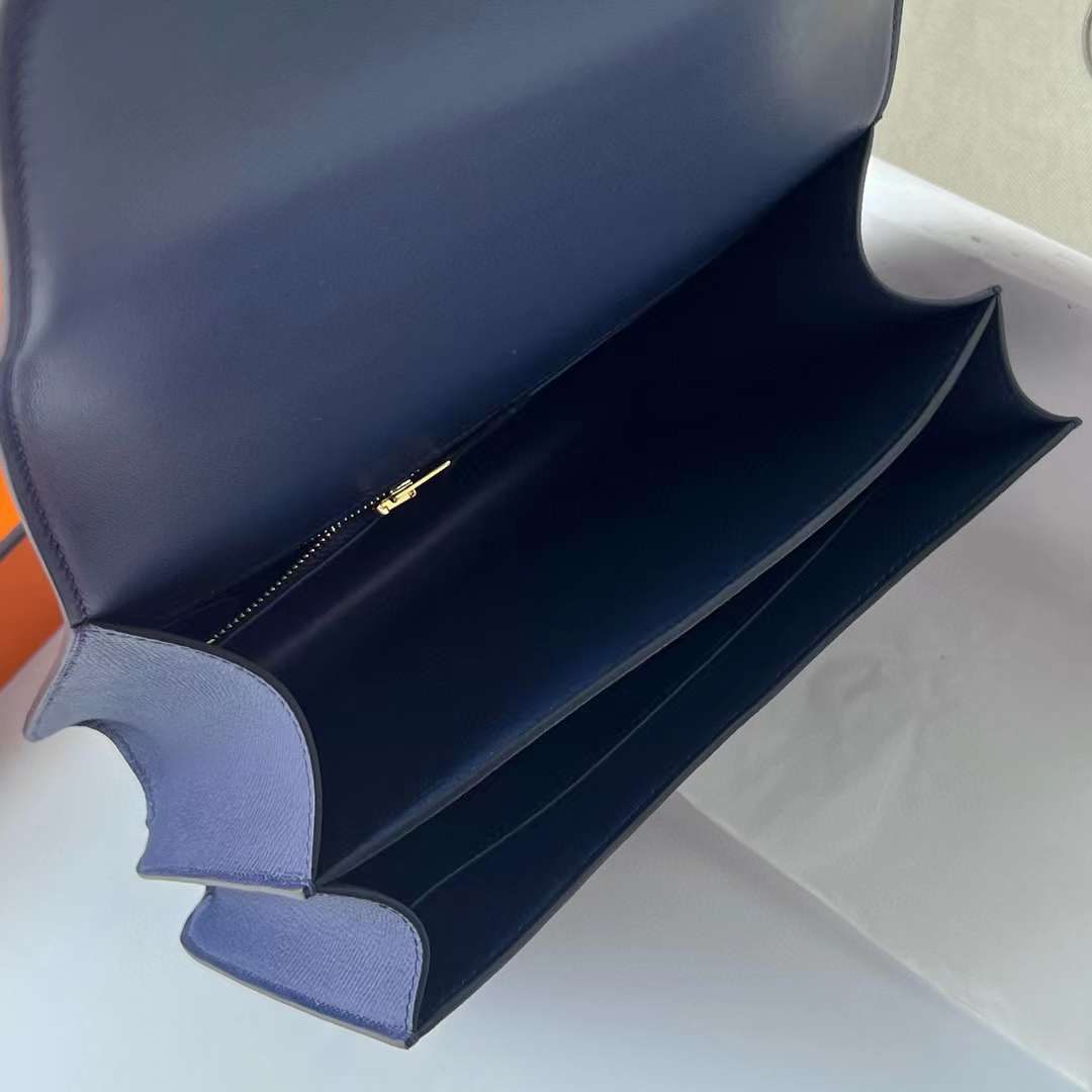 Hermès（爱马仕）Constance 康斯坦斯 Epsom Ck73 宝石蓝 金扣 24cm 全手工蜡线缝制 Ghw