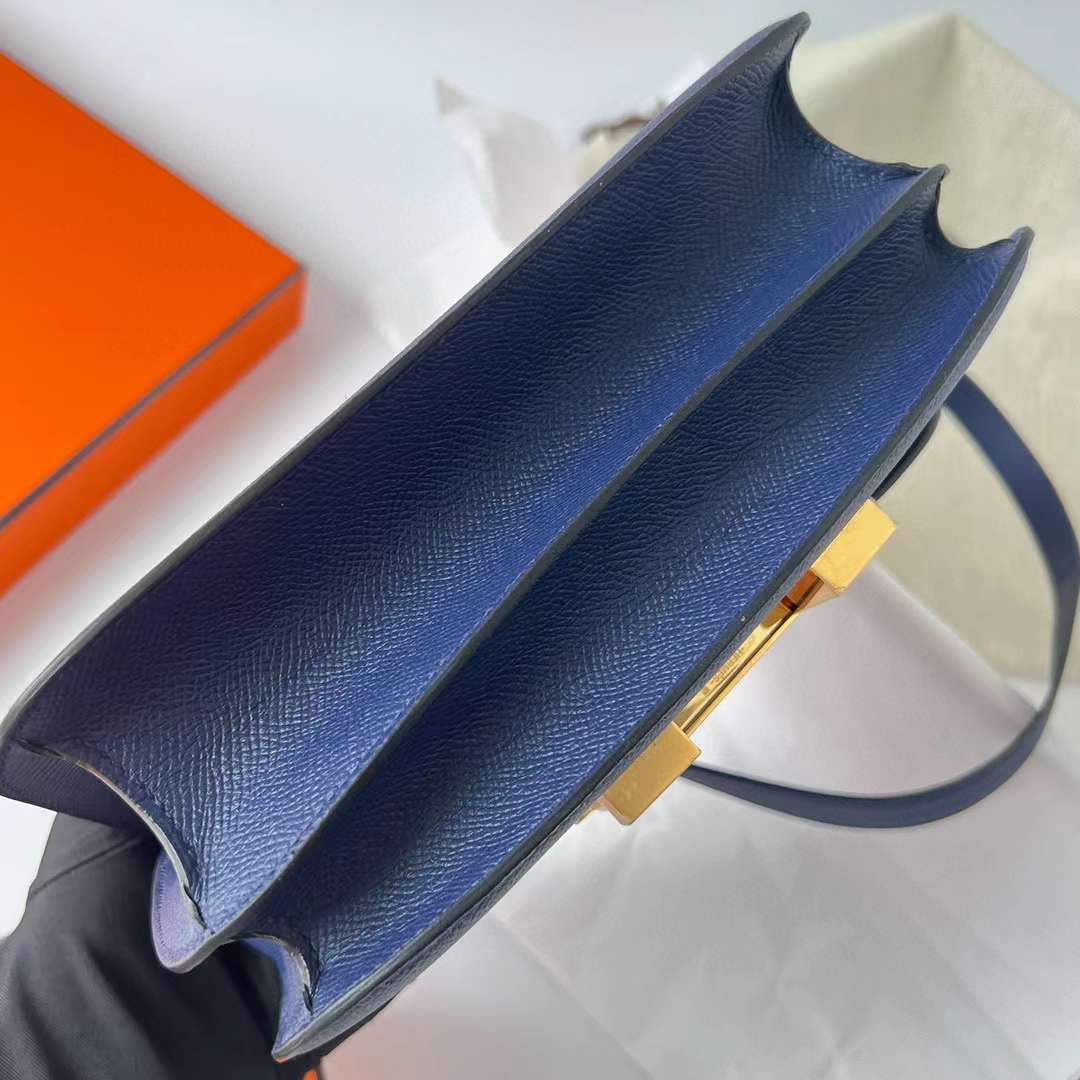 Hermès（爱马仕）Constance 康斯坦斯 Epsom Ck73 宝石蓝 金扣 24cm 全手工蜡线缝制 Ghw