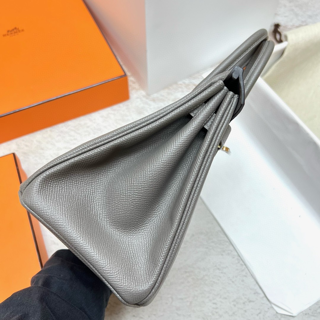 Hermès（爱马仕）Birkin 铂金包 Epsom 掌纹皮 0L 积雨云灰 grey meyer  金扣 GHW 25cm 顶级手缝
