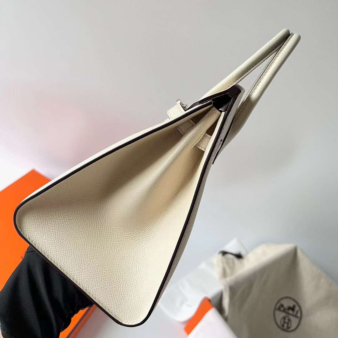 Hermès（爱马仕）Birkin 铂金包 Sellier Epsom I2 奶油白 玫瑰金扣 25cm 全手工蜡线缝制 Rghw