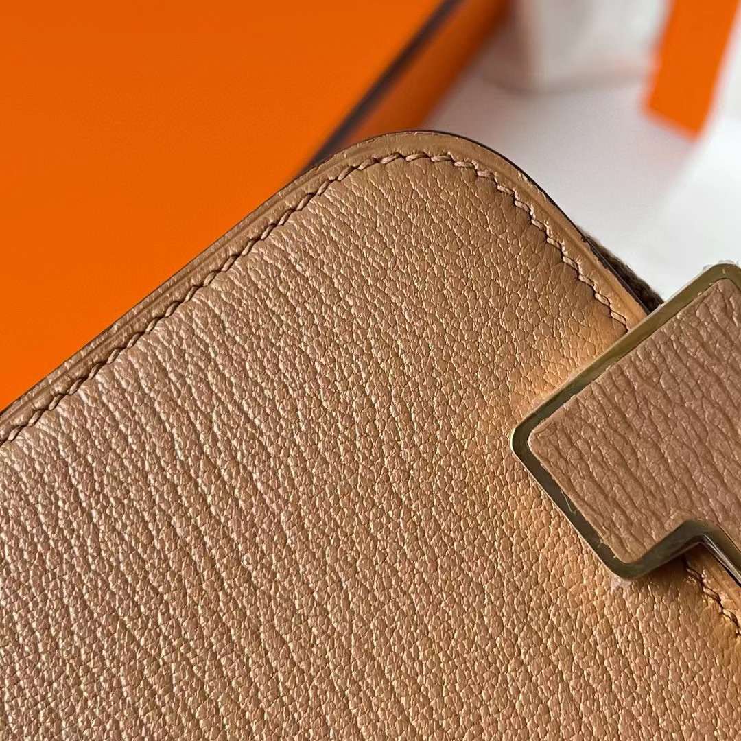 Hermès（爱马仕）Geta Chevre 进口山羊皮 2J 雀木色 金扣 20cm 全手工蜡线缝制 Ghw