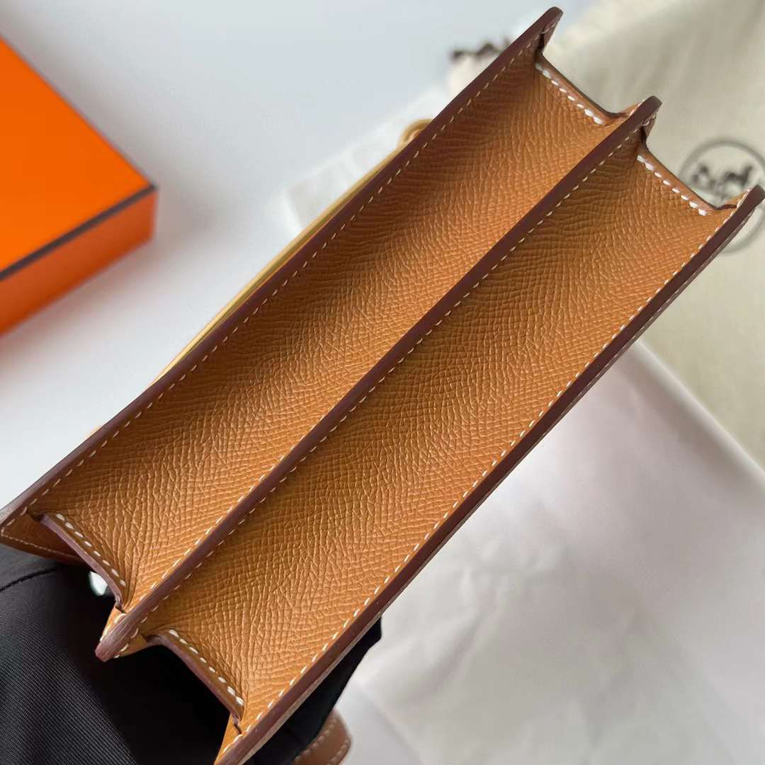 Hermès（爱马仕）Roulis 猪鼻子 Epsom Ck37 金棕色 金扣 18cm 全手工蜡线缝制 Ghw