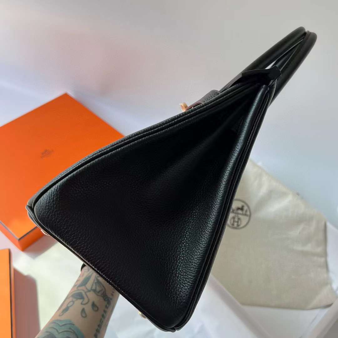 Hermès（爱马仕）Birkin 铂金包 Togo皮 Ck89 黑色 金扣 30cm 全手工蜡线缝制 Ghw
