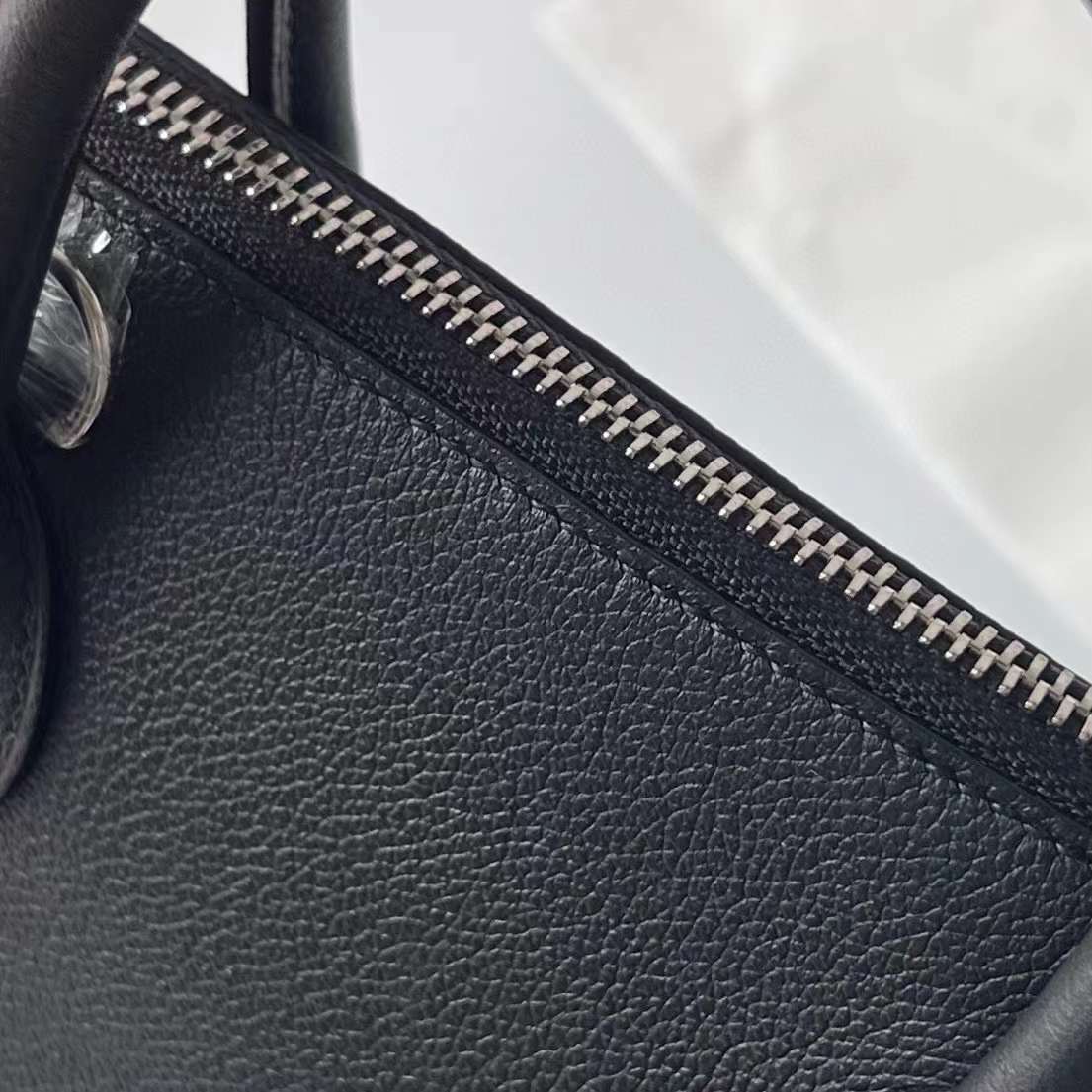 Hermès（爱马仕）Bolide 保龄球包 Evercolor Ck89 黑色 银扣 25cm 全手工蜡线缝制 Phw
