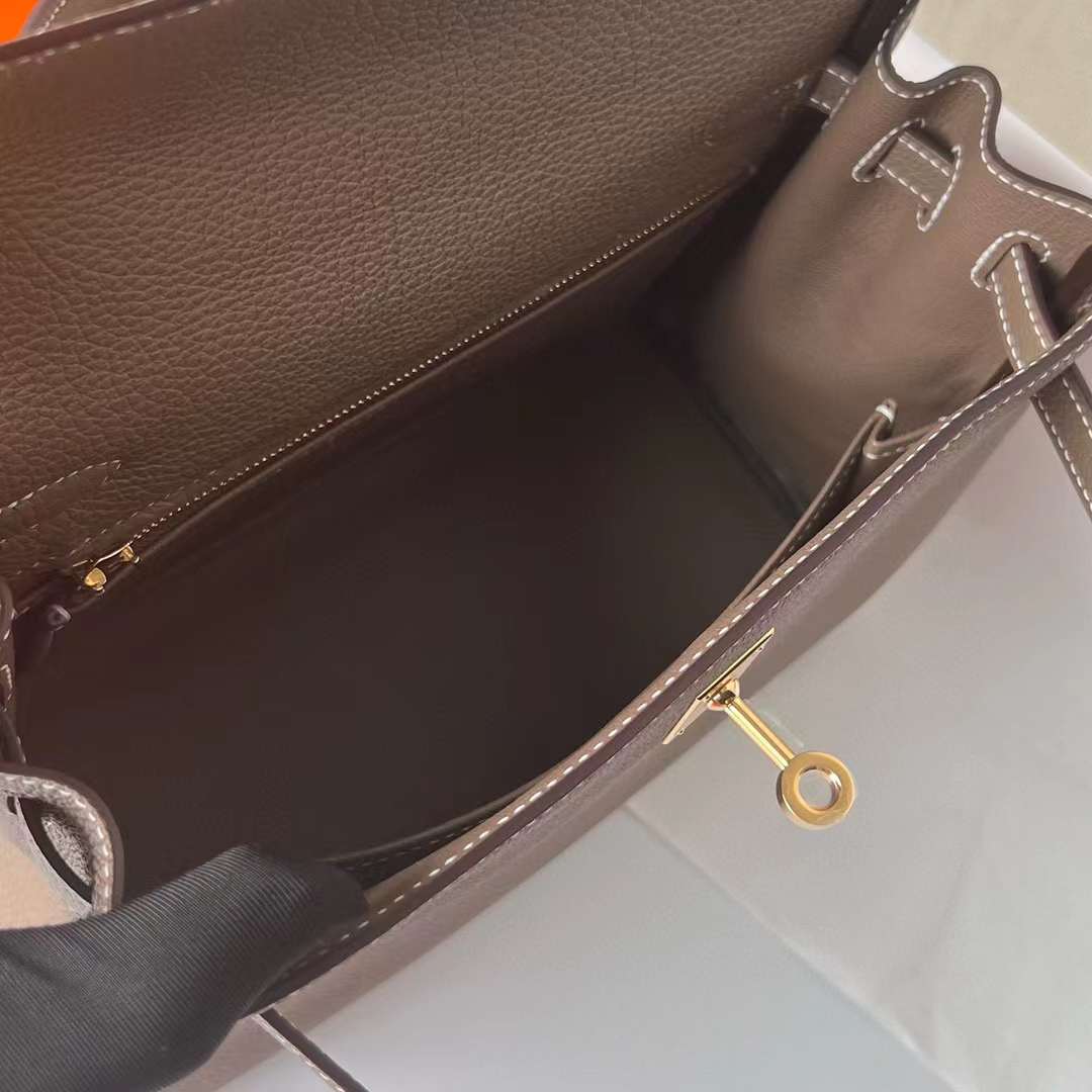 Hermès（爱马仕）Kelly 凯莉包 Togo皮 Ck18 大象灰 金扣 25cm 全手工蜡线缝制 Ghw