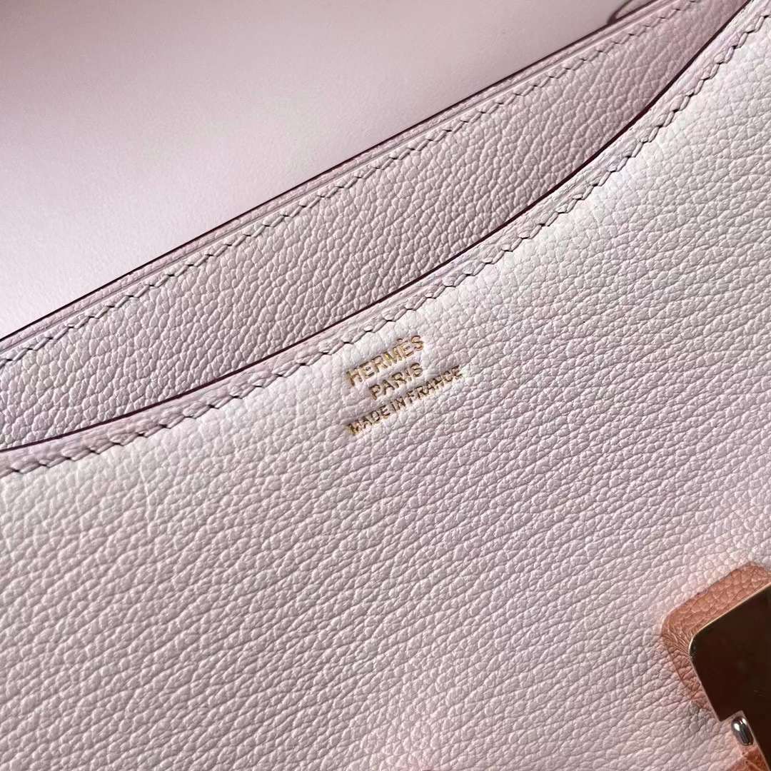 Hermès（爱马仕）Constance 康斯坦斯 1-19 Chevre 进口山羊皮 09 梦幻粉紫 玫瑰金扣 19cm 全手工蜡线缝制 Rghw