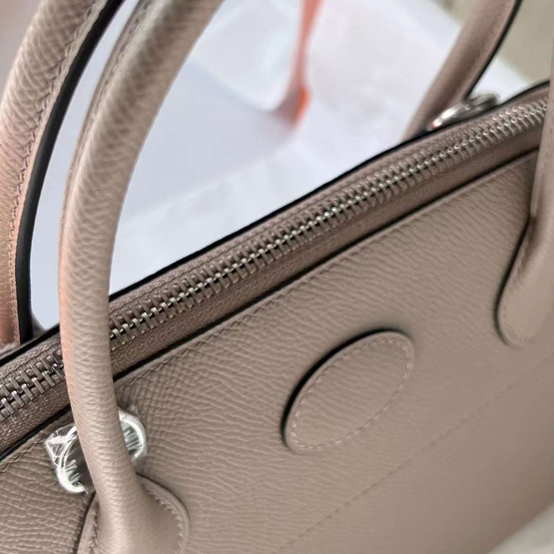 Hermès（爱马仕）Bolide 保龄球包 Epsom M8 沥青灰 银扣 27cm 全手工蜡线缝制 Phw