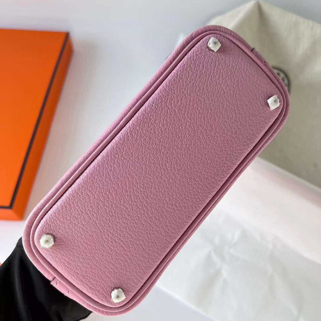Hermès（爱马仕）Mini Bolide 迷你保龄球包 Chevre 山羊皮 X9 锦葵紫 银扣 19cm 全手工蜡线缝制 Phw