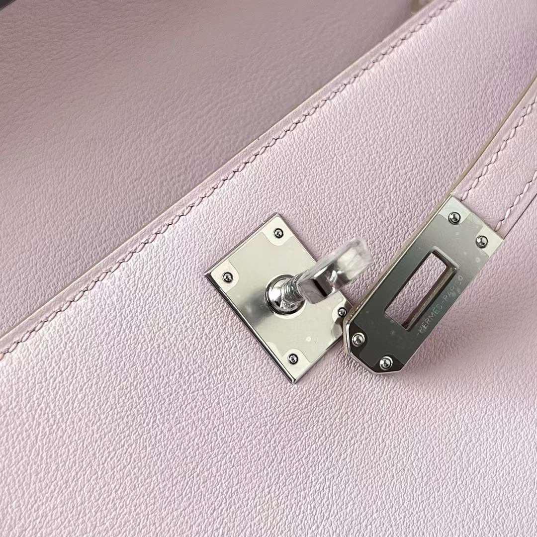 Hermès（爱马仕）Mini Kelly Pochette Epsom 09 梦幻粉紫 银扣 22cm 全手工蜡线缝制 Phw
