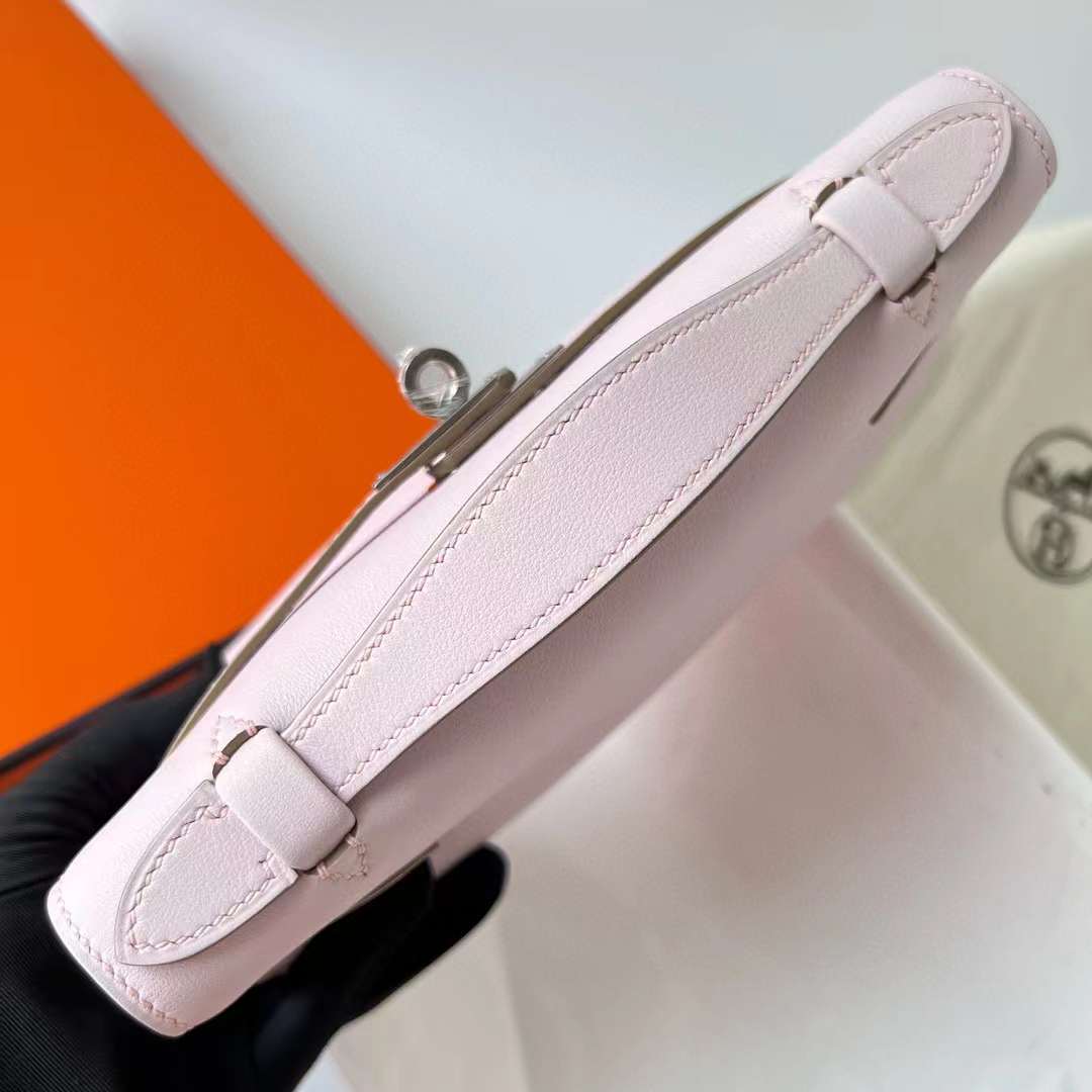 Hermès（爱马仕）Mini Kelly Pochette Epsom 09 梦幻粉紫 银扣 22cm 全手工蜡线缝制 Phw