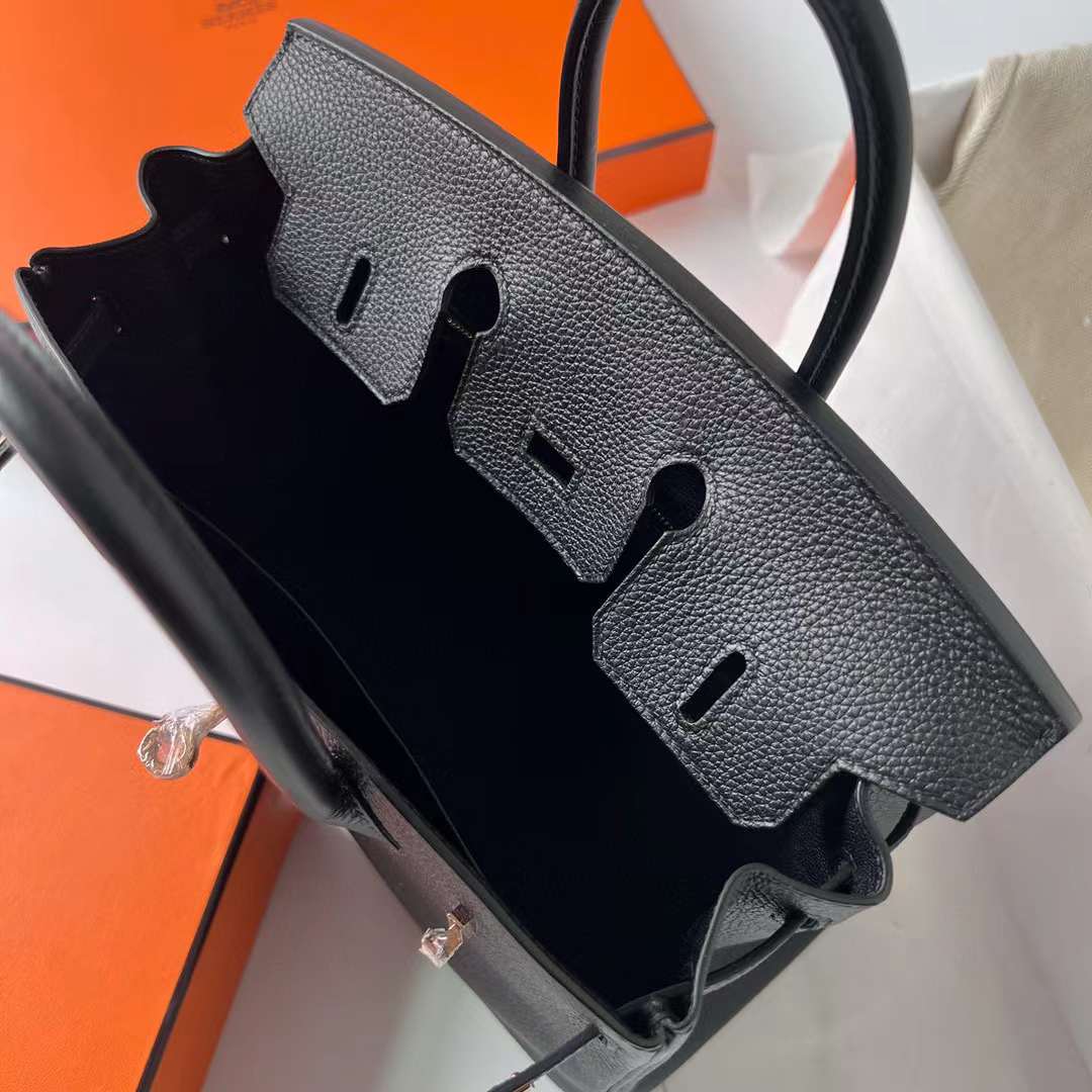 Hermès（爱马仕）Birkin 铂金包 Togo 顶级小牛皮 Ck89 黑色 玫瑰金扣 25cm 全手工蜡线缝制 Rghw