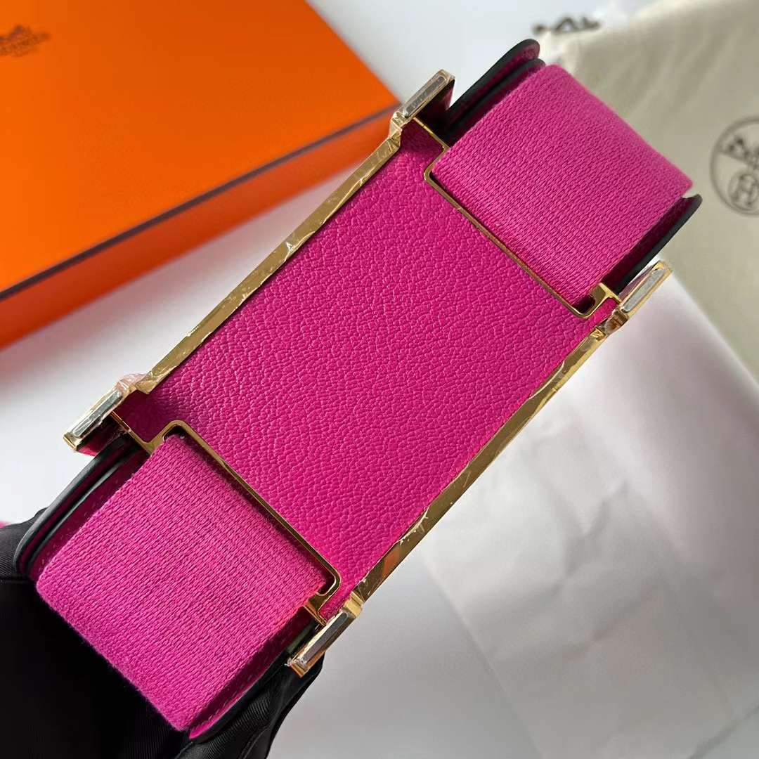 Hermès（爱马仕）Geta Chevre 进口山羊皮 L3 玫瑰紫 金扣 20cm 全手工蜡线缝制 Ghw