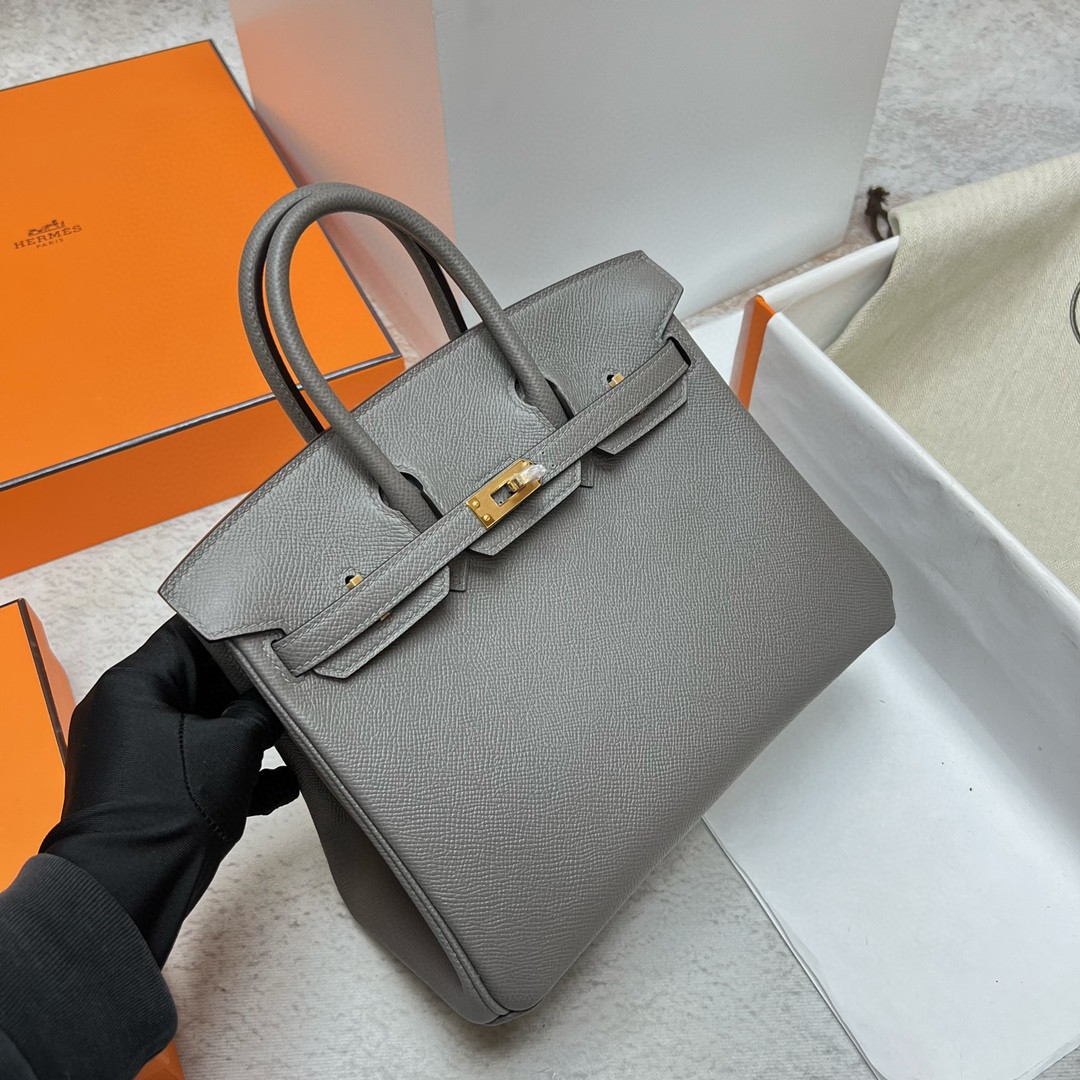 Hermès（爱马仕）Birkin 铂金包 Epsom 掌纹皮 0L 积雨云灰 grey meyer  金扣 GHW 25cm 顶级手缝