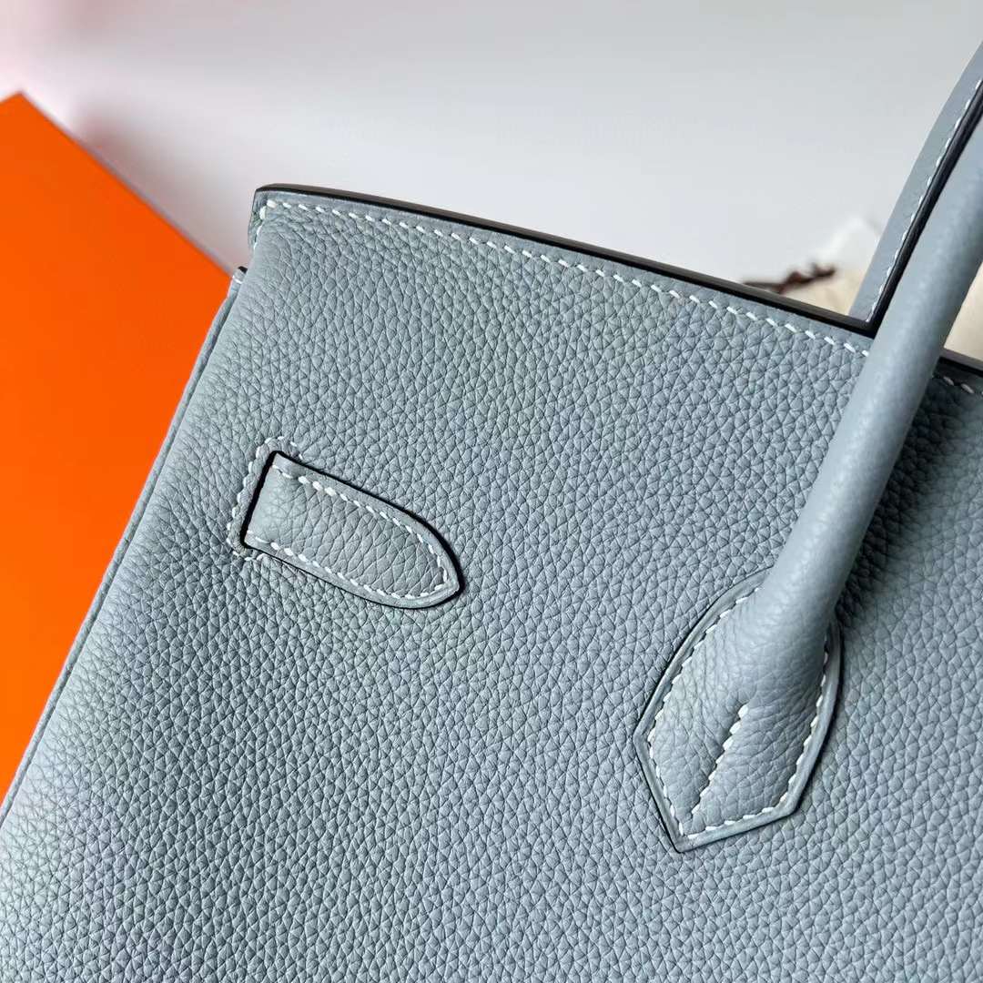 Hermès（爱马仕）Birkin 铂金包 Togo 顶级小牛皮 J7 亚麻蓝 银扣 35cm 全手工蜡线缝制 Phw