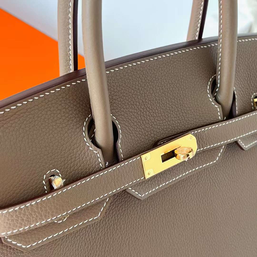 Hermès（爱马仕）Birkin 铂金包 Togo 原厂进口小牛皮 Ck18 大象灰 金扣 30cm 全手工蜡线缝制 Ghw