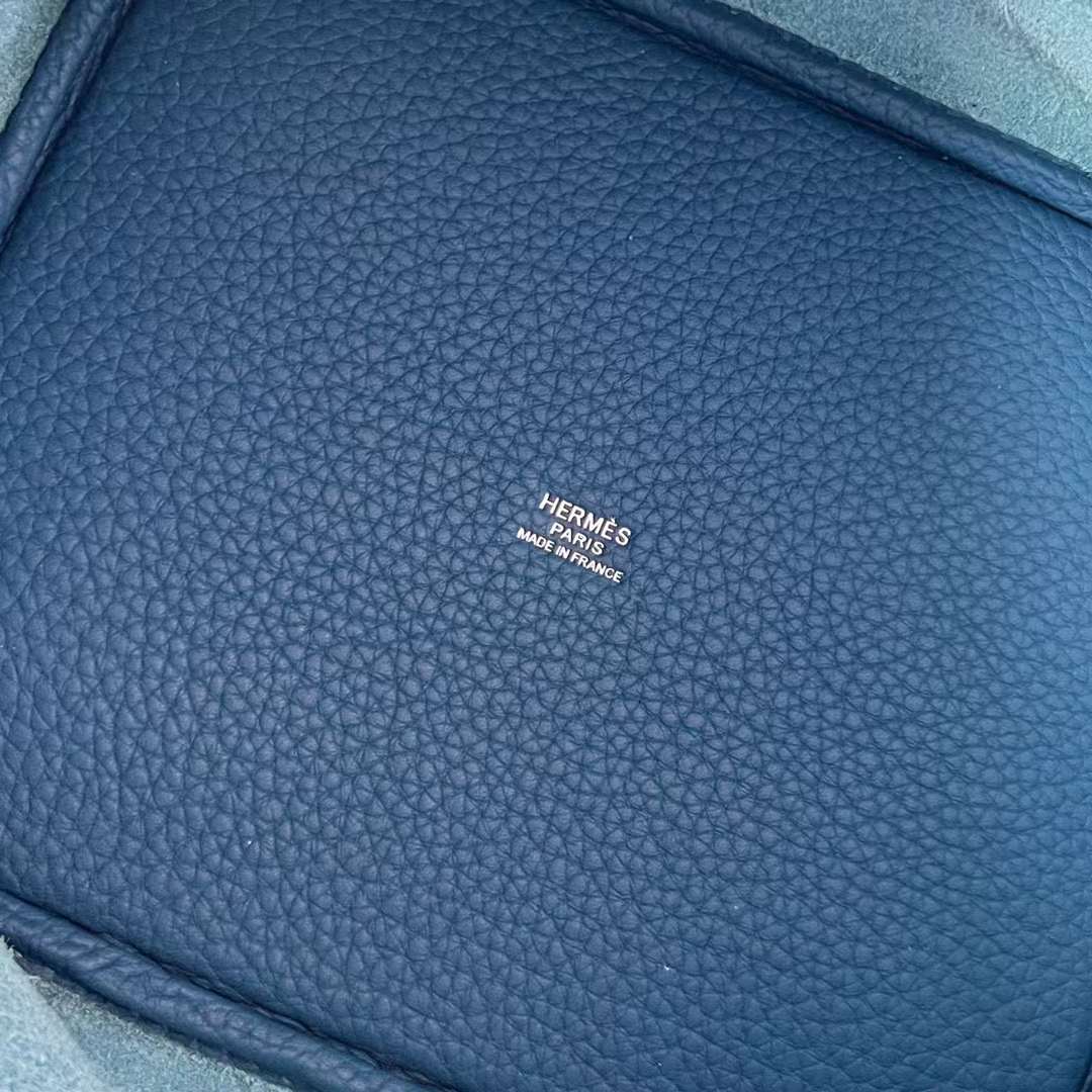 Hermès（爱马仕）Picotin 菜篮子 Clemence（御用原厂进口tc皮）7Q 希腊蓝 银扣 22cm 全手工蜡线缝制 Phw