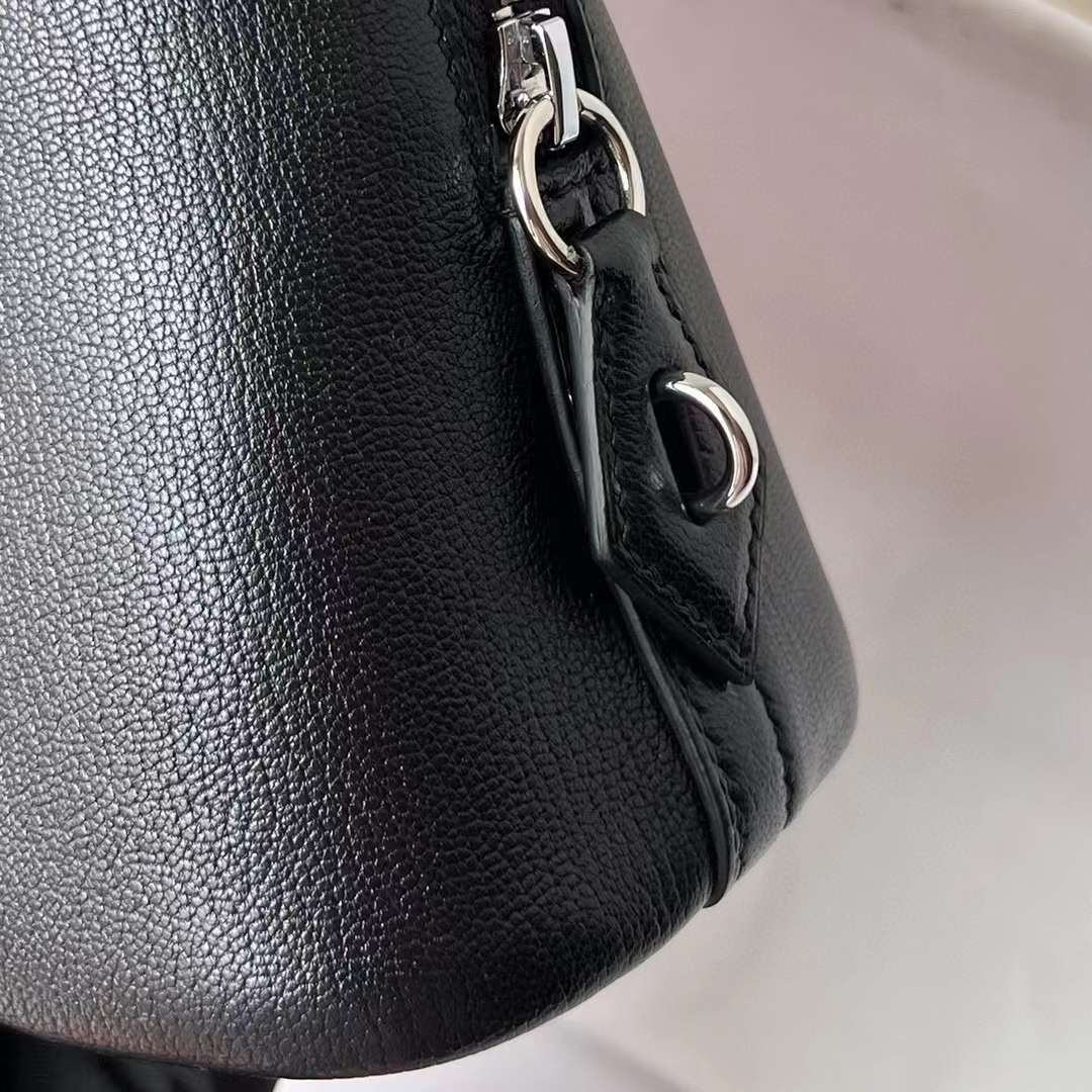 Hermès（爱马仕）Bolide 保龄球包 Chevre 进口山羊皮 Ck89 黑色 银扣 25cm 全手工蜡线缝制 Phw