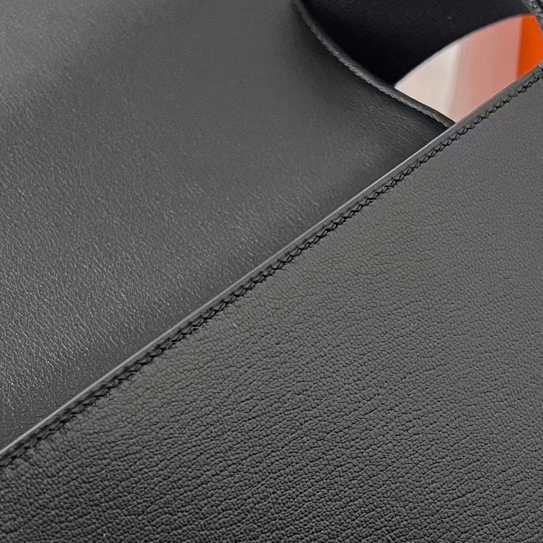 Hermès（爱马仕）Geta Chevre 进口山羊皮 Ck89 黑色 金扣 20cm 全手工蜡线缝制 Ghw
