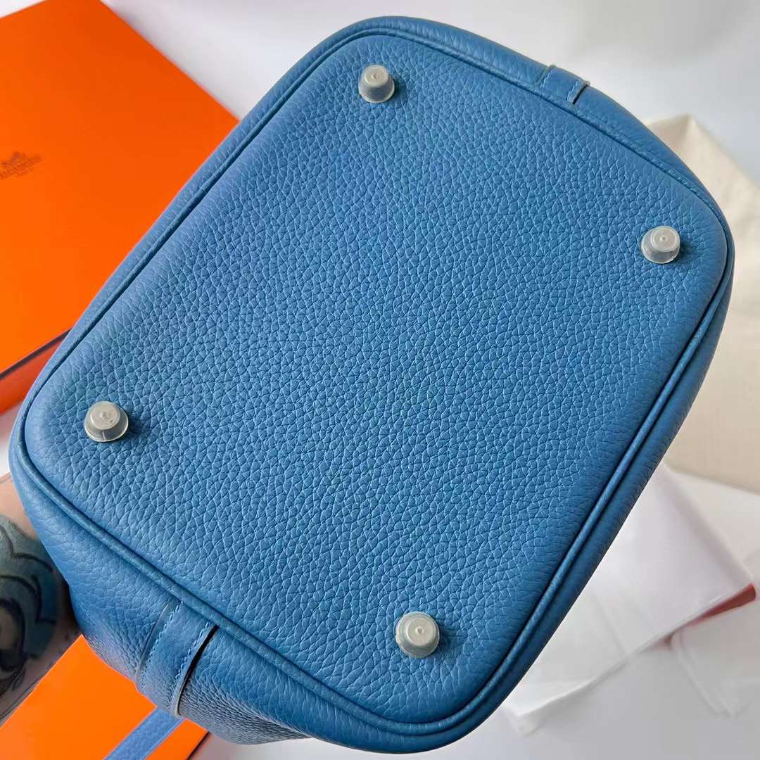 Hermès（爱马仕）Picotin 菜篮子 Clemence（御用原厂进口tc皮）7Q 希腊蓝 银扣 22cm 全手工蜡线缝制 Phw
