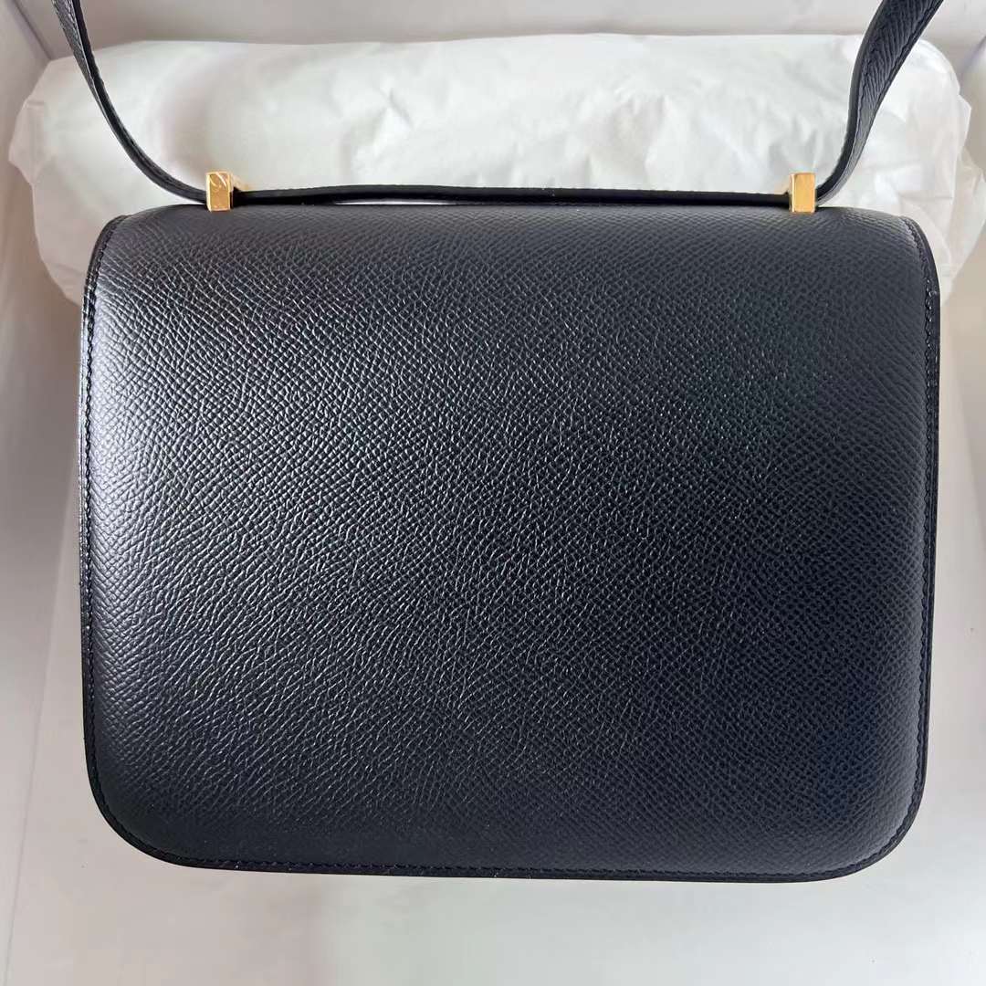 Hermès（爱马仕）Constance 康斯坦斯 1-19 Epsom Ck89 黑色 金扣 19cm 全手工蜡线缝制 Ghw