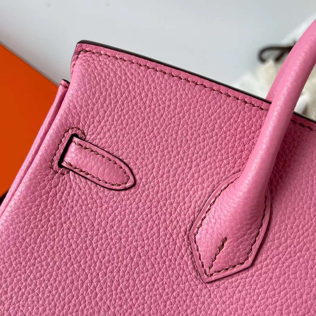 Hermès（爱马仕）Birkin 铂金包 Togo 进口小牛皮 5P 樱花粉 金扣 25cm 全手工蜡线缝制 Ghw
