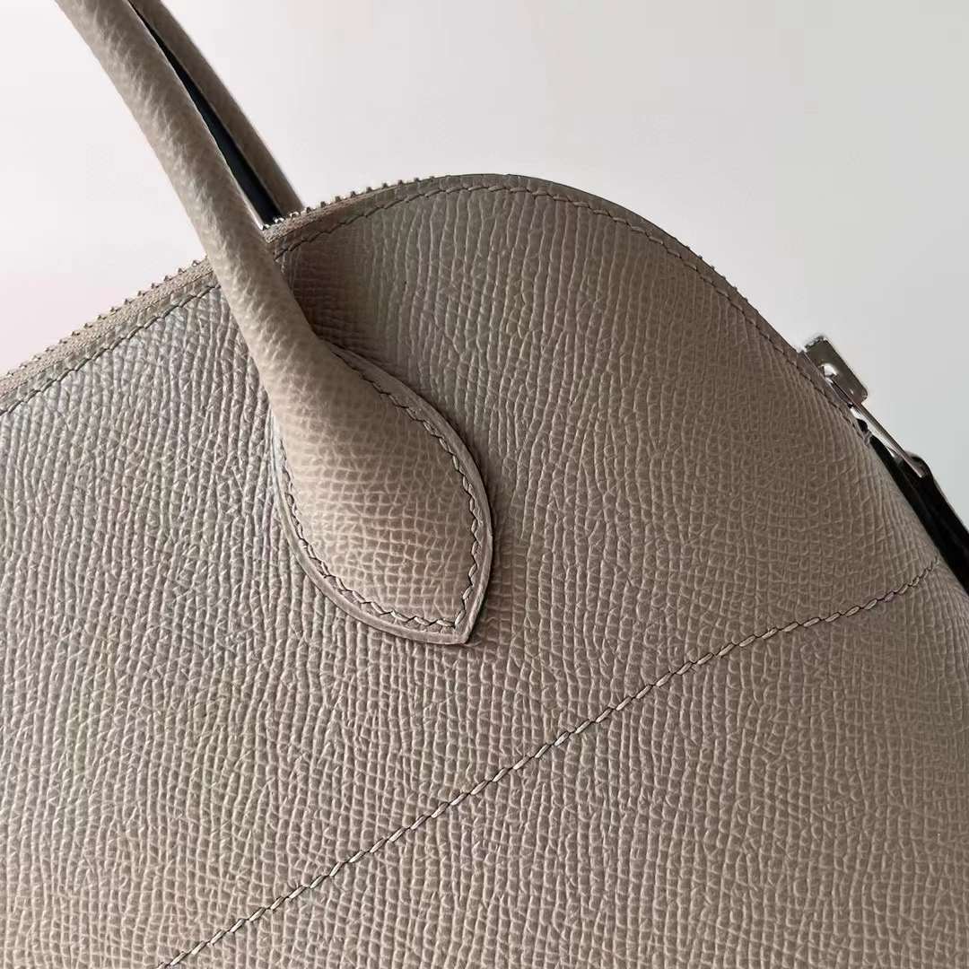 Hermès（爱马仕）Bolide 保龄球包 Epsom M8 沥青灰 银扣 27cm 全手工蜡线缝制 Phw