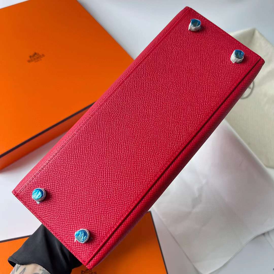 Hermès（爱马仕）Kelly 凯莉包 Epsom Q5 国旗红 金扣 25cm 全手工蜡线缝制 Ghw