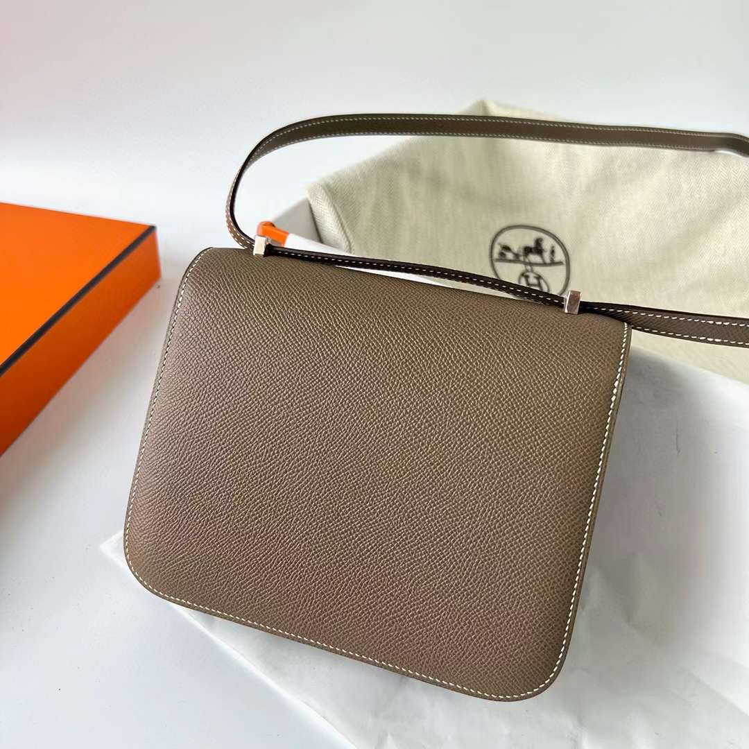 Hermès（爱马仕）Constance 空姐包 Epsom Ck18 大象灰 玫瑰金扣 19cm 全手工蜡线缝制 Rghw
