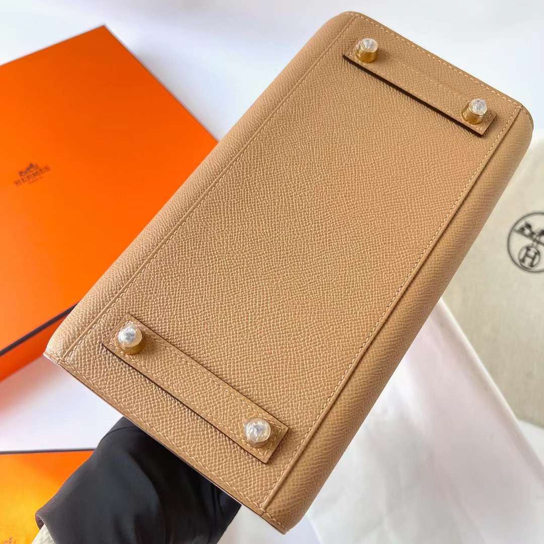 Hermès（爱马仕）Birkin Sellier Epsom 0M 奶茶色 金扣 25cm 全手工蜡线缝制 Ghw