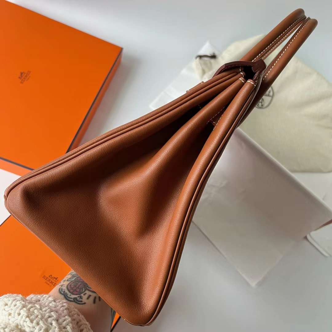 Hermès（爱马仕）Birkin 铂金包 Swift Ck37 金棕色 金扣 35cm 全手工蜡线缝制 Ghw