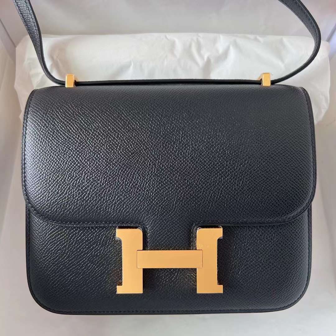 Hermès（爱马仕）Constance 康斯坦斯 1-19 Epsom Ck89 黑色 金扣 19cm 全手工蜡线缝制 Ghw