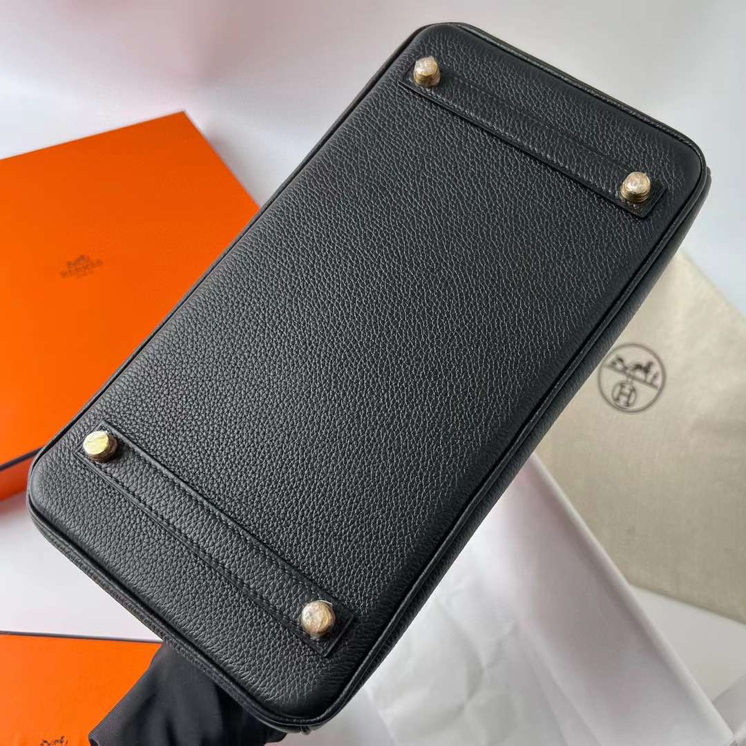 Hermès（爱马仕）Birkin 铂金包 Togo 顶级小牛皮 Ck89 黑色 内拼 Ck37 金棕色 金扣 30cm 全手工蜡线缝制 Ghw