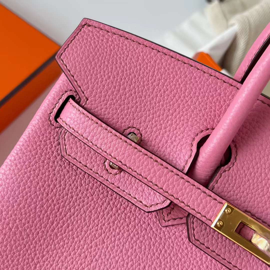Hermès（爱马仕）Birkin 铂金包 Togo 进口小牛皮 5P 樱花粉 金扣 25cm 全手工蜡线缝制 Ghw