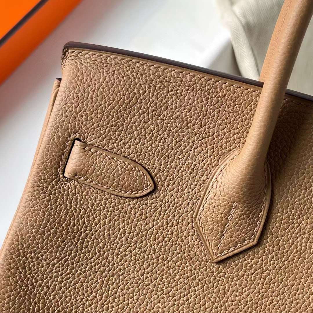 Hermès（爱马仕）Birkin 铂金包 Togo皮 0M 奶茶色 金扣 30cm 全手工蜡线缝制 Ghw