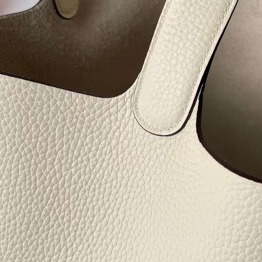 Hermès（爱马仕）Picotin 菜篮子 Clemence（御用原厂进口tc皮）I2 奶油白 金扣 22cm 全手工蜡线缝制 Ghw