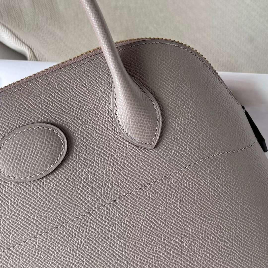 Hermès（爱马仕）Bolide 保龄球包 Epsom M8 沥青灰 金扣 27cm 全手工蜡线缝制 Ghw