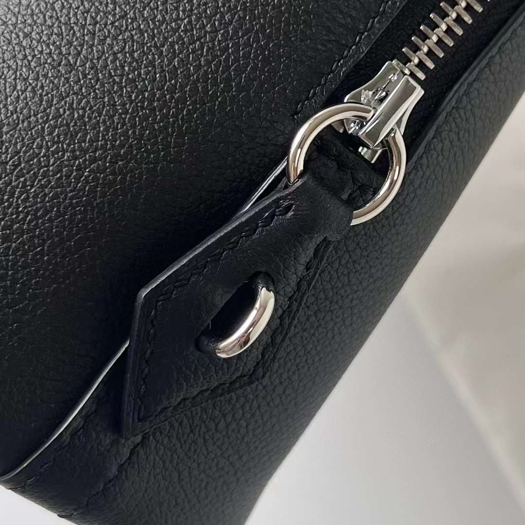 Hermès（爱马仕）Bolide 保龄球包 Evercolor Ck89 黑色 银扣 25cm 全手工蜡线缝制 Phw