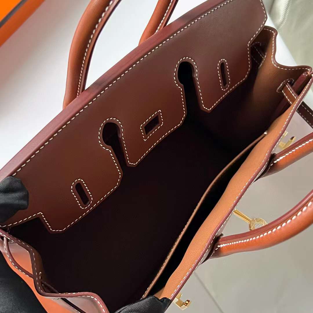 Hermès（爱马仕）Birkin 铂金包 Barenia 平纹马鞍皮 Ck37 金棕色 金扣 25cm 全手工蜡线缝制 Ghw