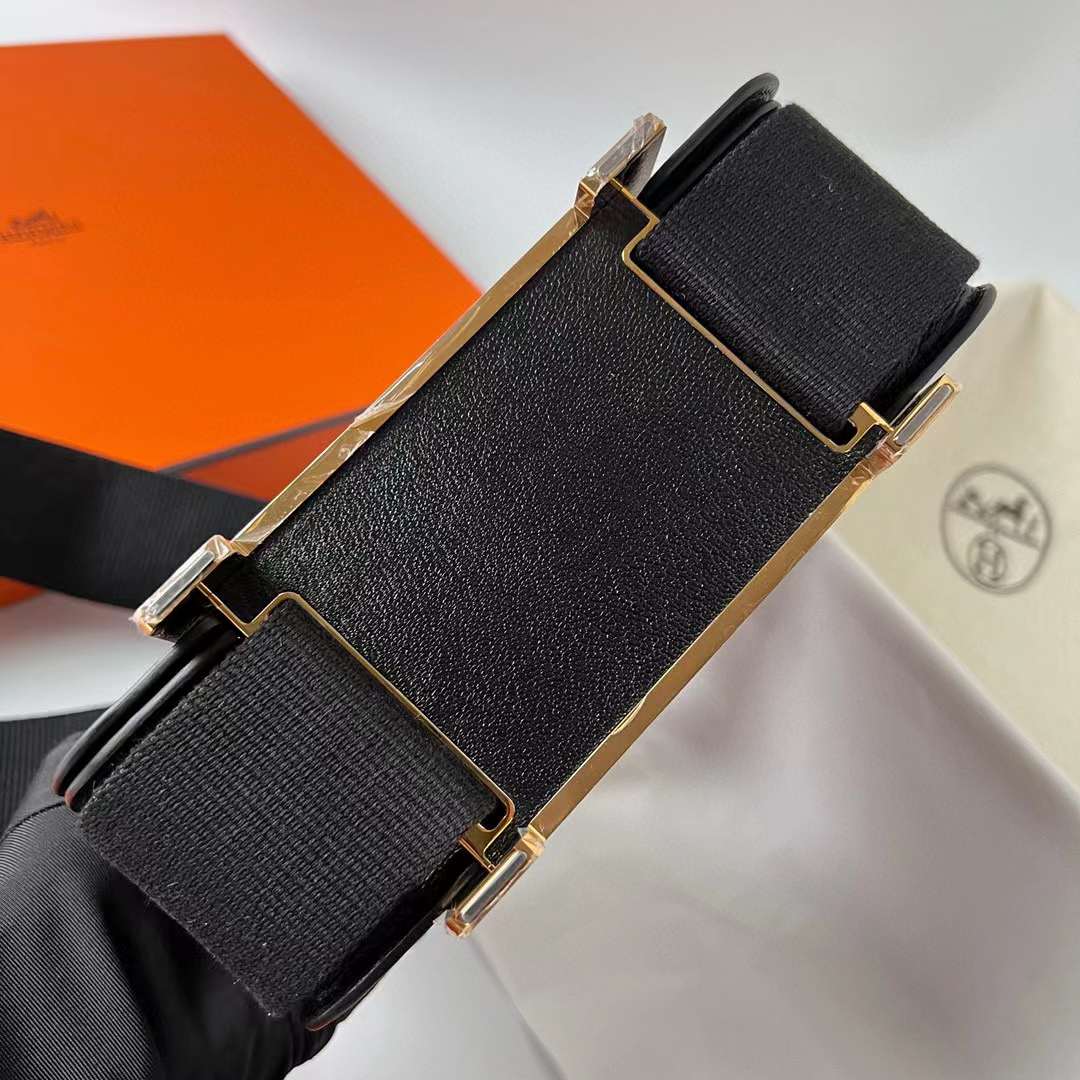 Hermès（爱马仕）Geta Chevre 进口山羊皮 Ck89 黑色 金扣 20cm 全手工蜡线缝制 Ghw