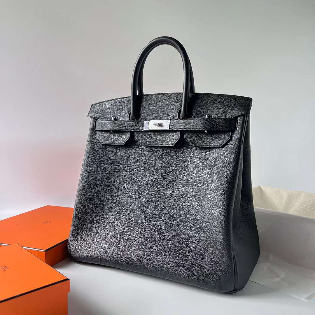 Hermès（爱马仕）Hac Togo皮 Ck89 黑色 银扣 40cm 全手工蜡线缝制 Phw