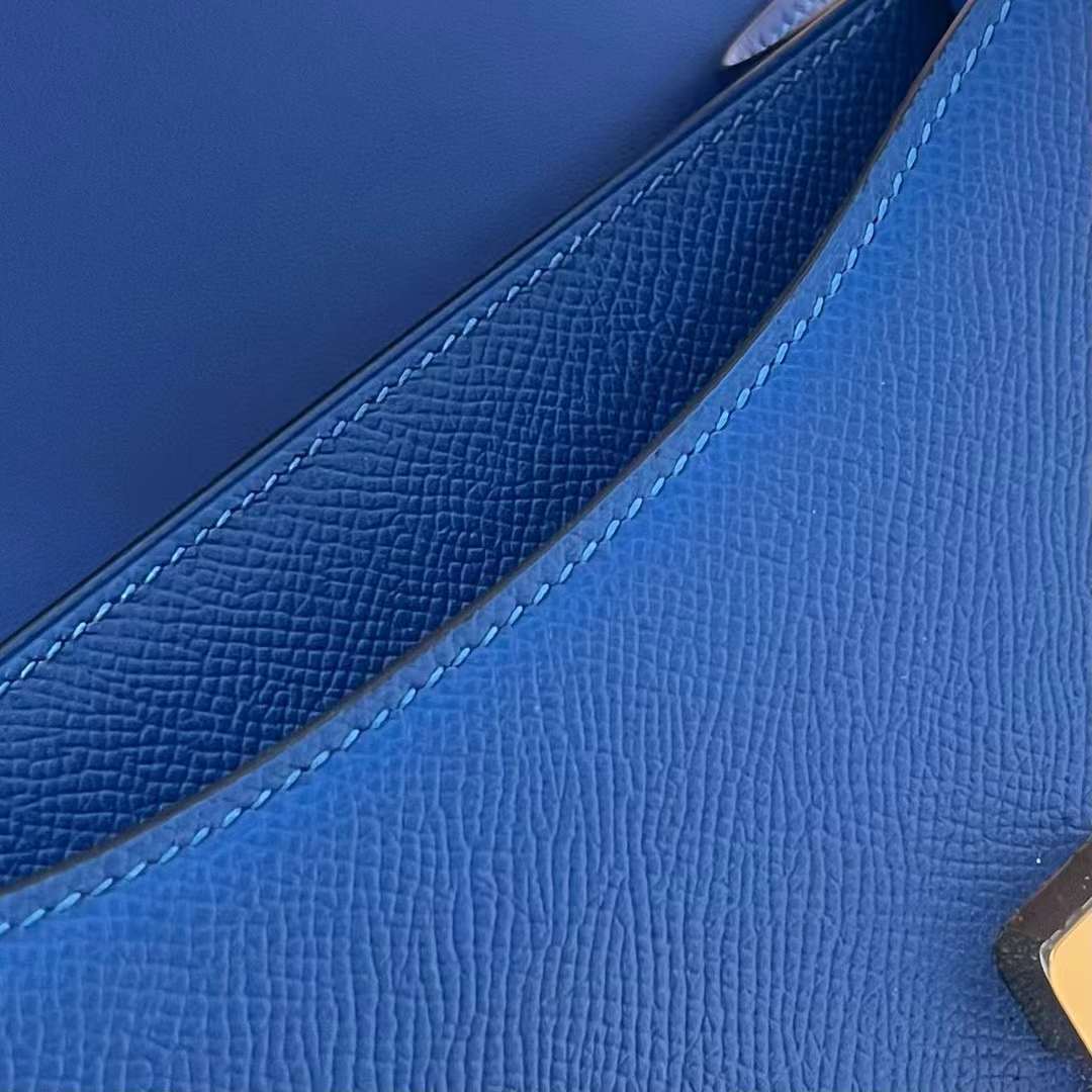 Hermès（爱马仕）Constance 空姐包 Epsom Ck71 法国蓝 金扣 19cm 全手工蜡线缝制 ghw