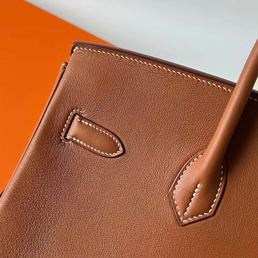 Hermès（爱马仕）Birkin 铂金包 Swift Ck37 金棕色 金扣 35cm 全手工蜡线缝制 Ghw