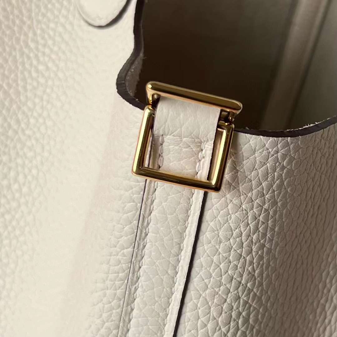 Hermès（爱马仕）Picotin 菜篮子 Clemence（御用原厂进口tc皮）I2 奶油白 金扣 22cm 全手工蜡线缝制 Ghw