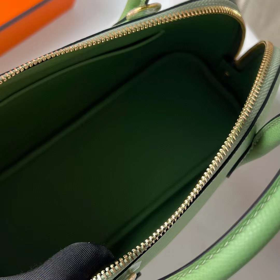 Hermès（爱马仕）Bolide 保龄球包 Epsom I3 牛油果绿 金扣 25cm 全手工蜡线缝制 Ghw