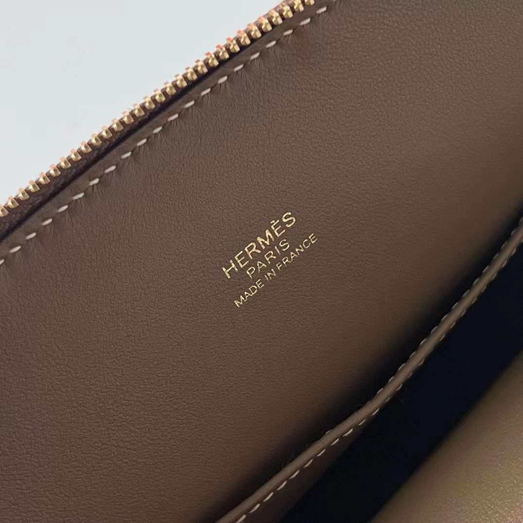 Hermès（爱马仕）Mini Bolide 迷你保龄球包 Chevre 进口山羊皮 Ck18 大象灰 金扣 19cm 全手工蜡线缝制 Ghw
